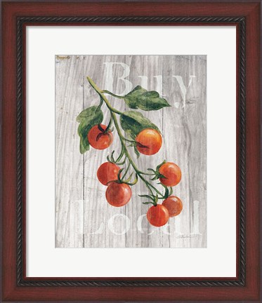Framed Market Vegetables IV on Wood Print