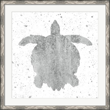 Framed Silver Sea Life Turtle Print