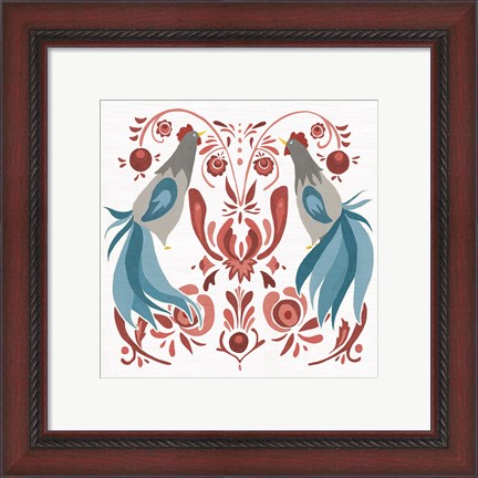 Framed Americana Roosters III Print