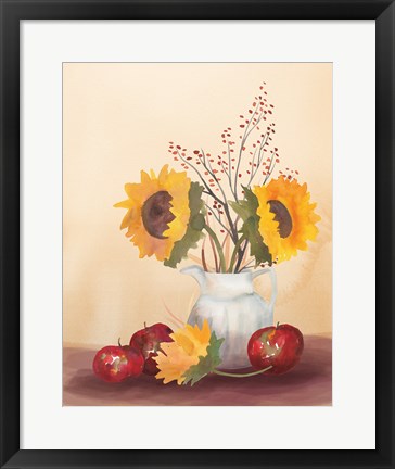 Framed Watercolor Harvest Sunflower II Print