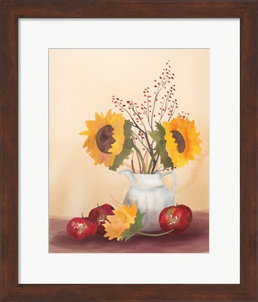 Framed Watercolor Harvest Sunflower II Print