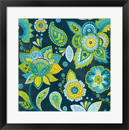 Framed Fun Florals Indigo Crop Print