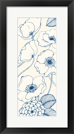 Framed Pen and Ink Flowers on cream Panel III Print