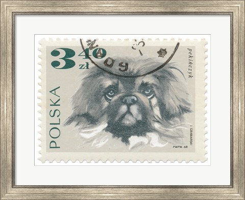 Framed Poland Stamp III on White Print