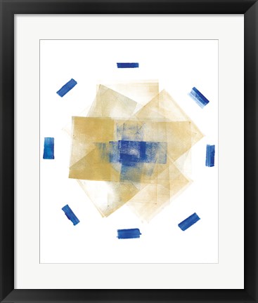 Framed Blue and Gold Element I Print