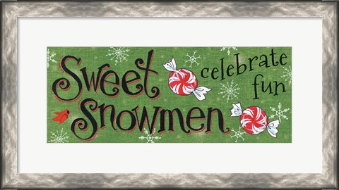 Framed Sweet Snowmen Sign II Print