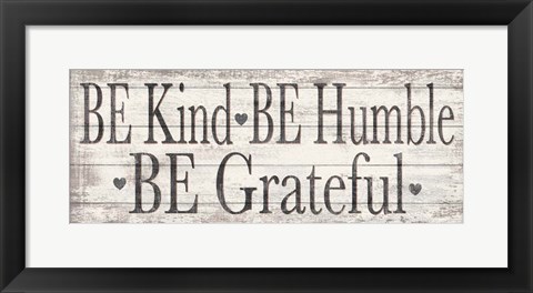 Framed Kind Humble Grateful Wood Sign Print