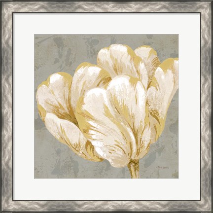 Framed Floral Fresco Grey II Print
