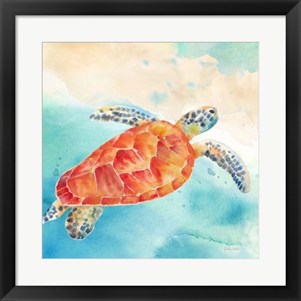 Framed Sea Splash Sea Turtle Print
