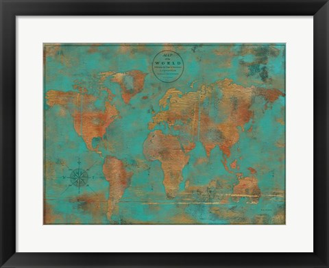 Framed Rustic World Map Print