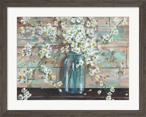 Framed Blossoms in Mason Jar Print