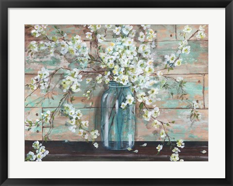 Framed Blossoms in Mason Jar Print