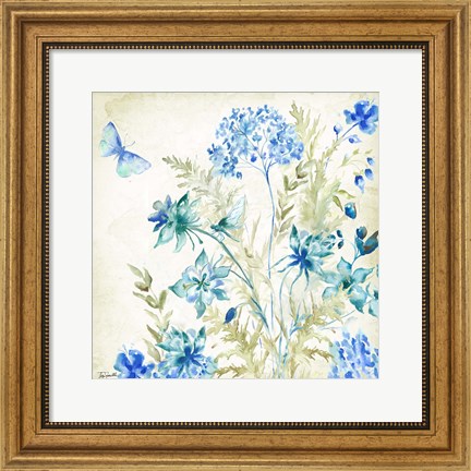 Framed Wildflowers and Butterflies Square II Print