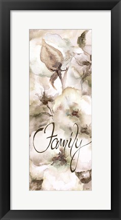 Framed Cotton Boll Panel Grey Sentiment I (Family) Print