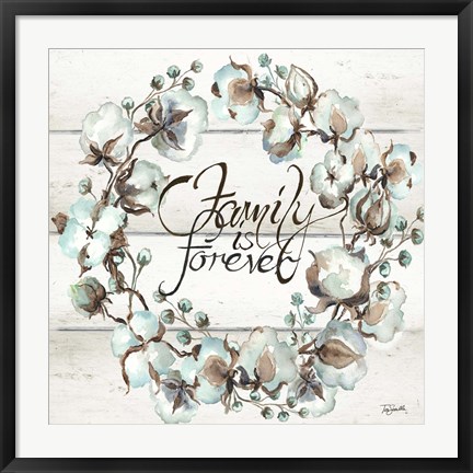 Framed Cotton Boll Family Wreath Print