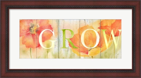 Framed Watercolor Poppy Meadow Grow Sign Print