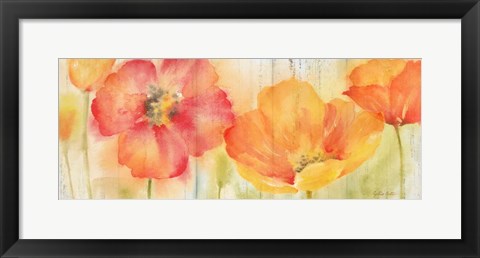 Framed Poppy Meadow Spice Woodgrain Panel Print