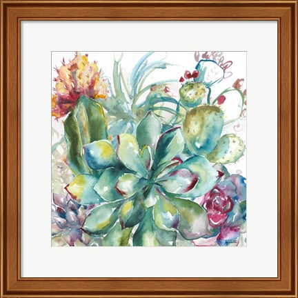 Framed Succulent Garden Watercolor I Print