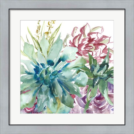Framed Succulent Garden Watercolor II Print