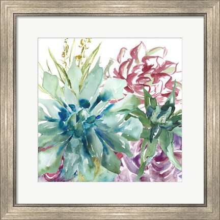 Framed Succulent Garden Watercolor II Print