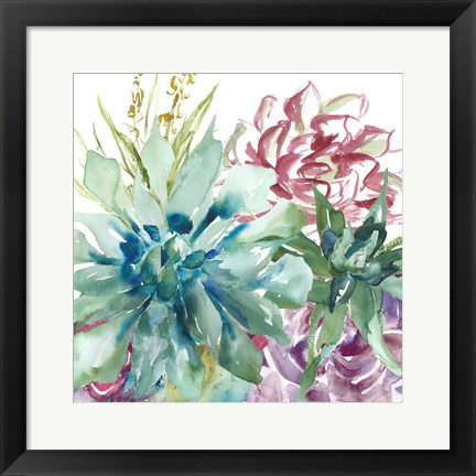 Framed Succulent Garden Watercolor II Print