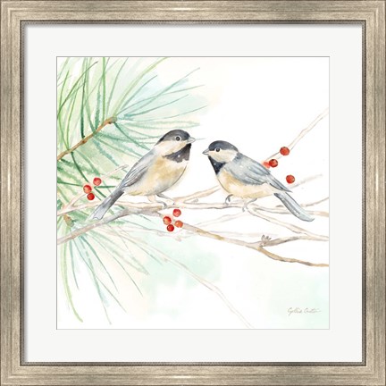 Framed Winter Birds II Chickadees Print