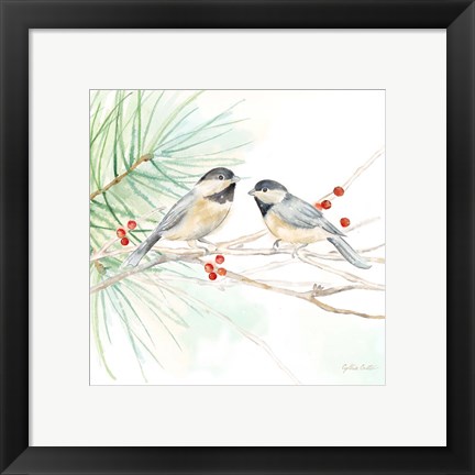 Framed Winter Birds II Chickadees Print