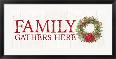 Framed Home for the Holidays Family Gathers Here Wreath Sign Print