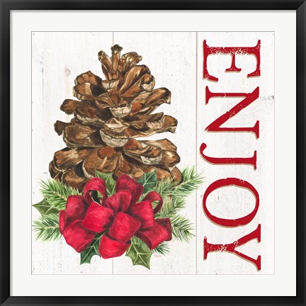 Framed Home for the Holidays Enjoy Pine cone Print