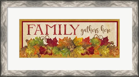 Framed Fall Harvest Family Gathers Here sign Print