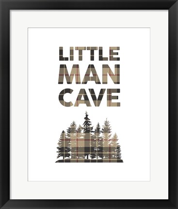 Framed Little Man Cave - Trees Tan Plaid Print