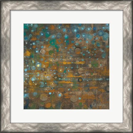 Framed Blue and Bronze Dots X Print
