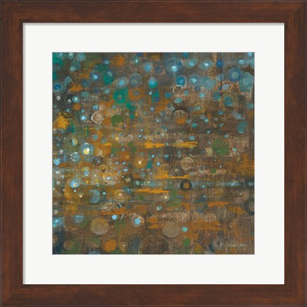 Framed Blue and Bronze Dots X Print