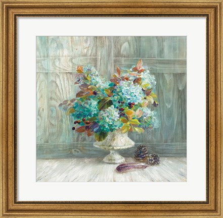 Framed Rustic Florals Blue Print