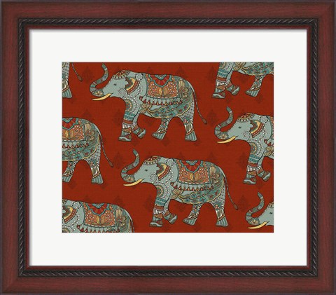 Framed Elephant Caravan Pattern M Print