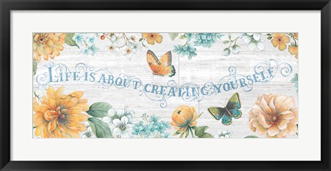 Framed Butterfly Bloom IV on Wood Gray Print