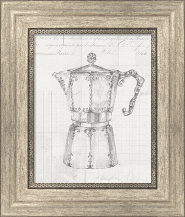 Framed Authentic Coffee III White Gray Print