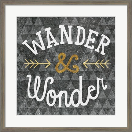 Framed Mod Triangles Wander and Wonder Gold Print