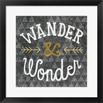 Framed Mod Triangles Wander and Wonder Gold Print