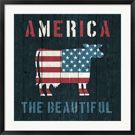 Framed American Farm Cow Print