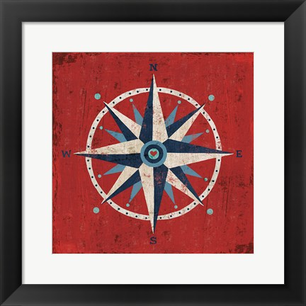 Framed Nautical Love Compass Print