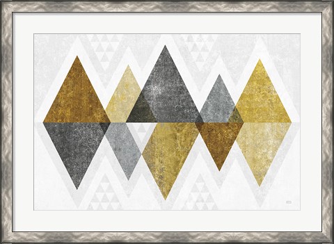 Framed Mod Triangles II Gold Print