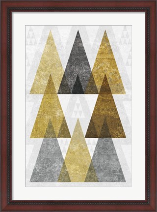 Framed Mod Triangles IV Gold Print