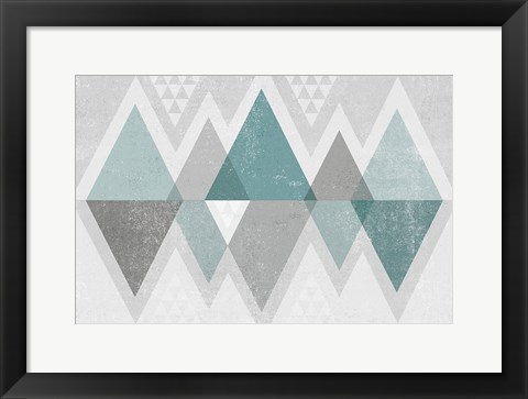 Framed Mod Triangles II Grey Print