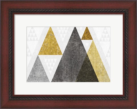 Framed Mod Triangles I Gold Print