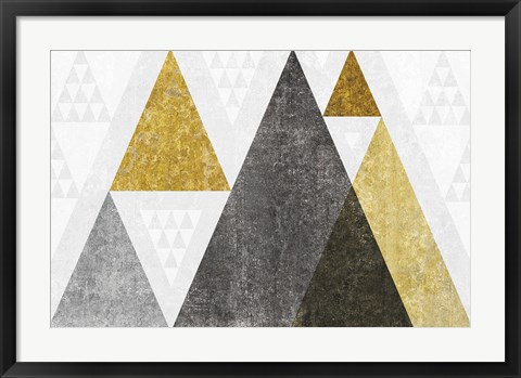 Framed Mod Triangles I Gold Print