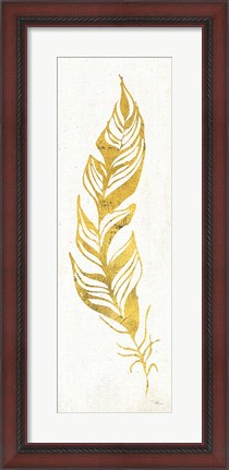 Framed Gold Water Feather I Print