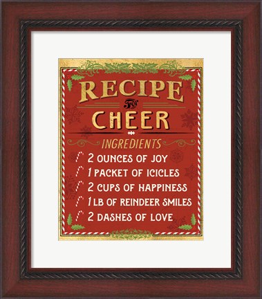 Framed Holiday Recipe I Gold and Red Print