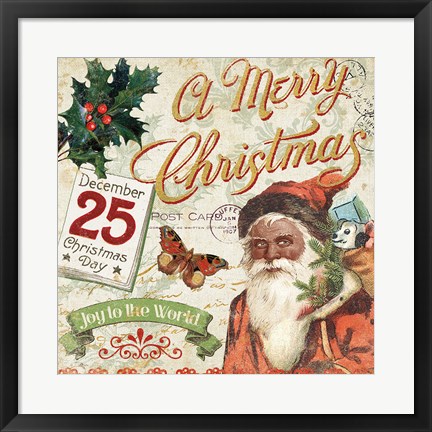 Framed Vintage Christmas II Santa Print