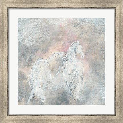 Framed Blush Horses II Print